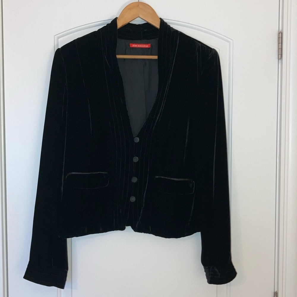 Alain Manoukian Women’s Black Velvet Silk Blend Blazer Size 12 EUC